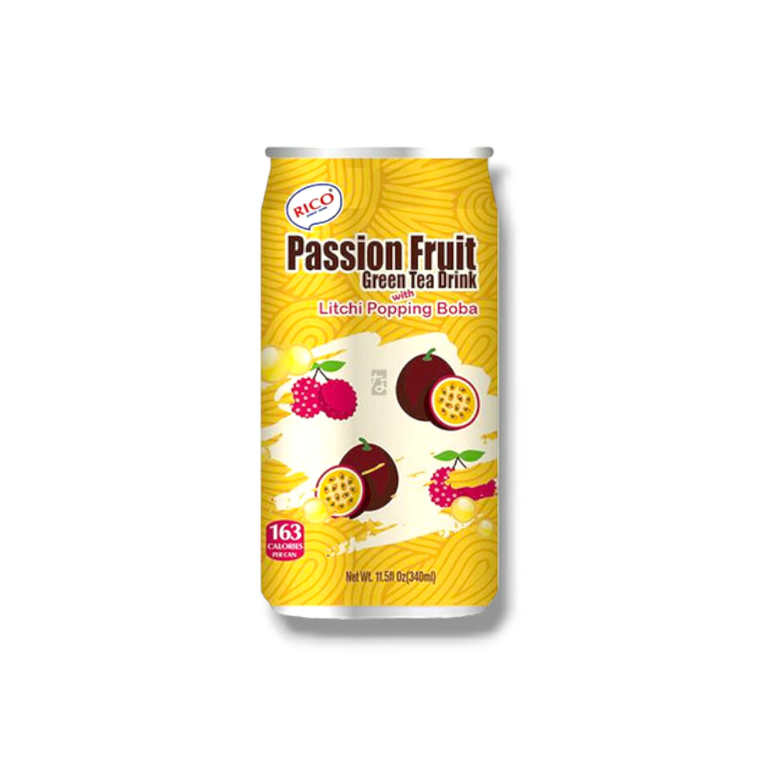Green Tea Drink Passion Fruit & Boba 340ml, RICO