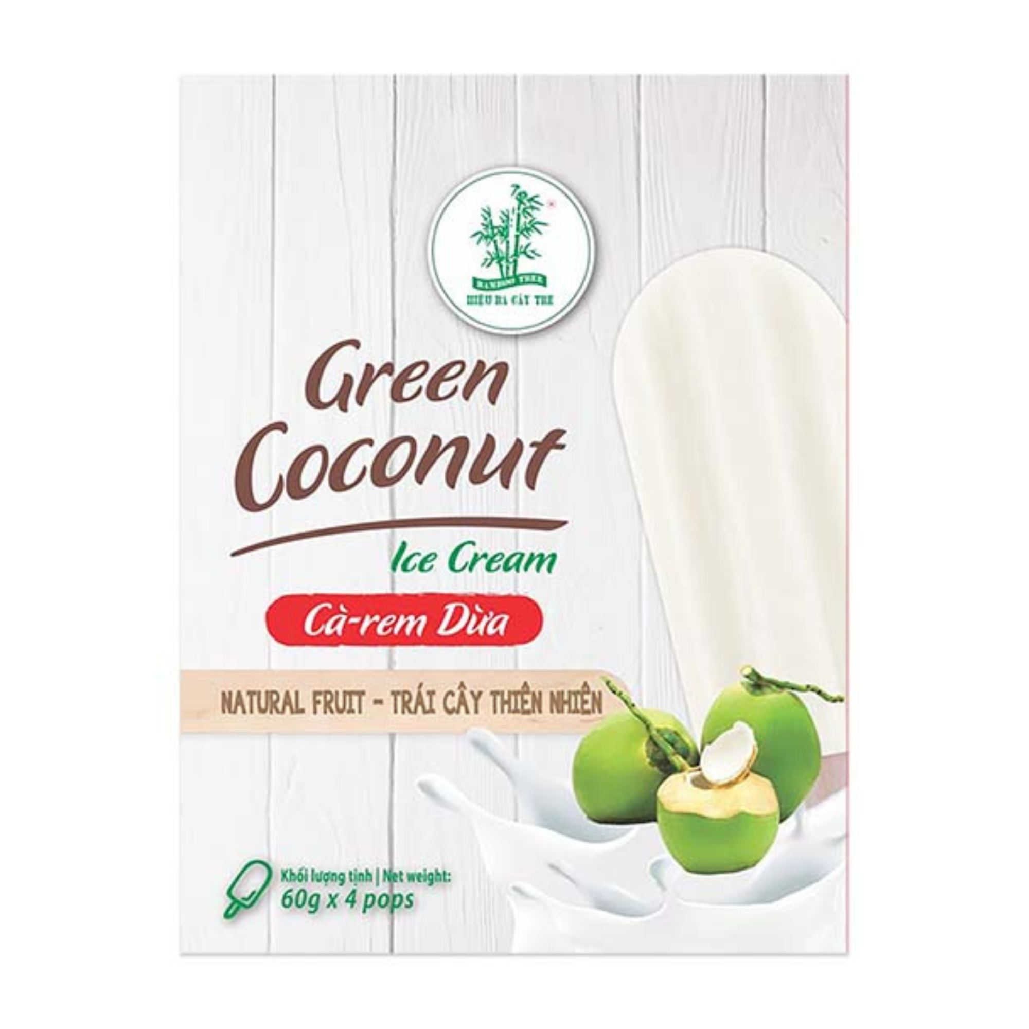 Coconut Ice Cream 4 X 60g, Bamboo Tree