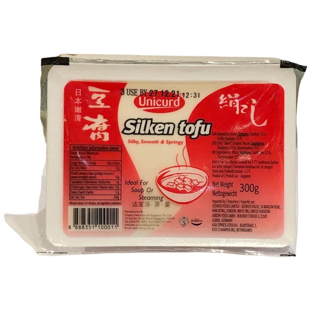 Silken Tofu Red T01 300g, Unicurd
